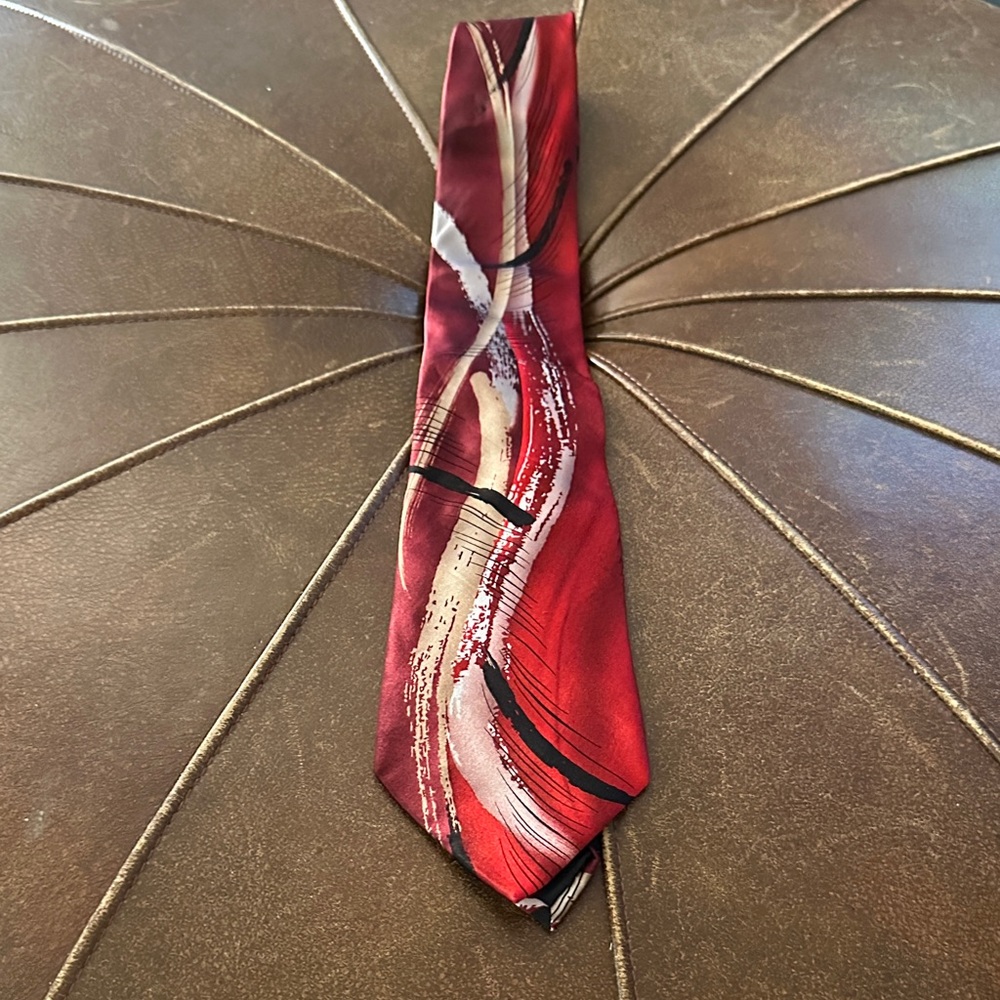 J. Garcia Red and Black Abstract Tie